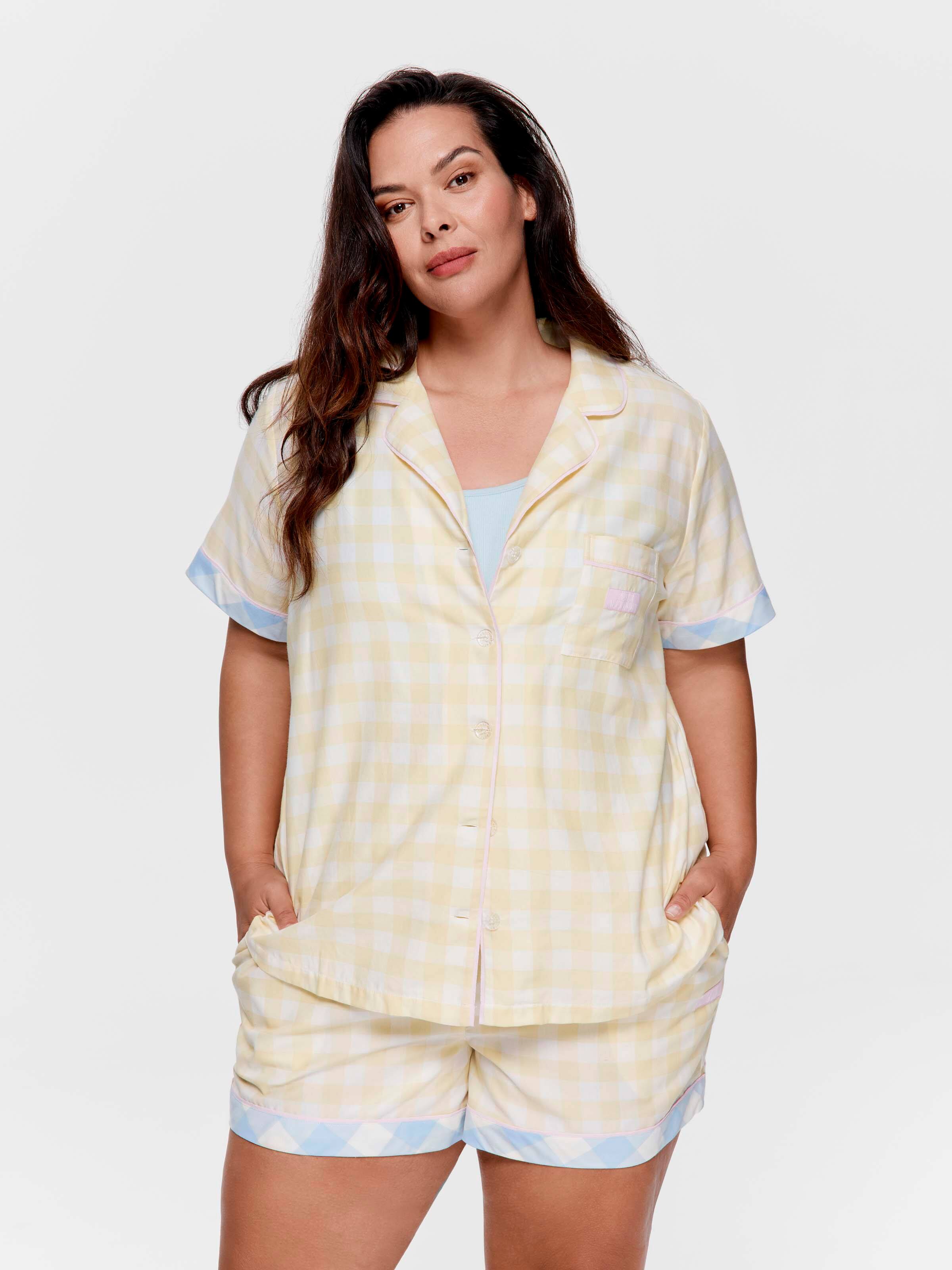 P.A. Plus Yellow Gingham 100% Cotton Short Sleeve Shirt