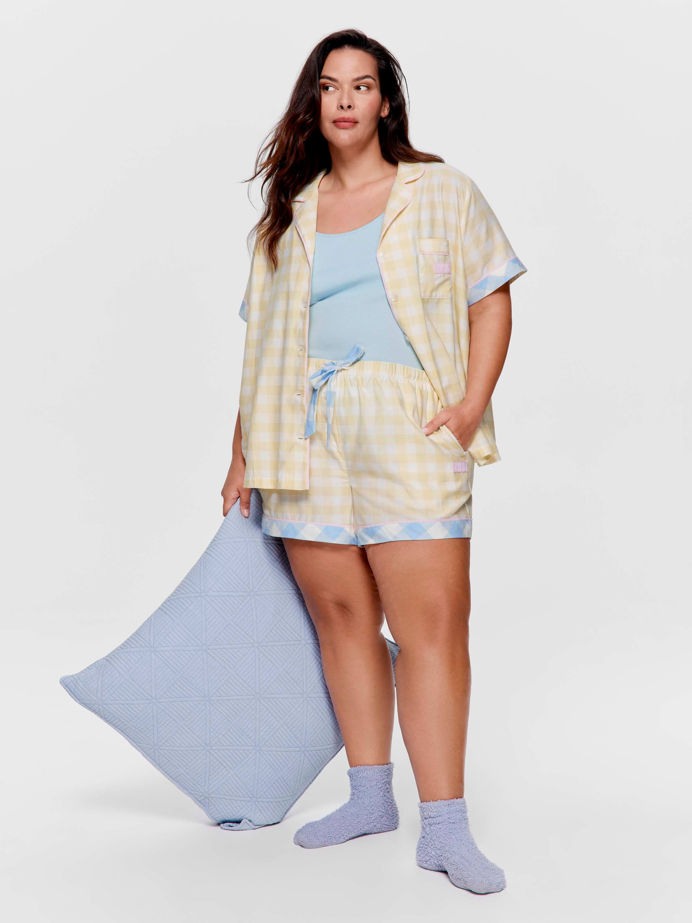 P.A. Plus Yellow Gingham 100% Cotton Mini Short