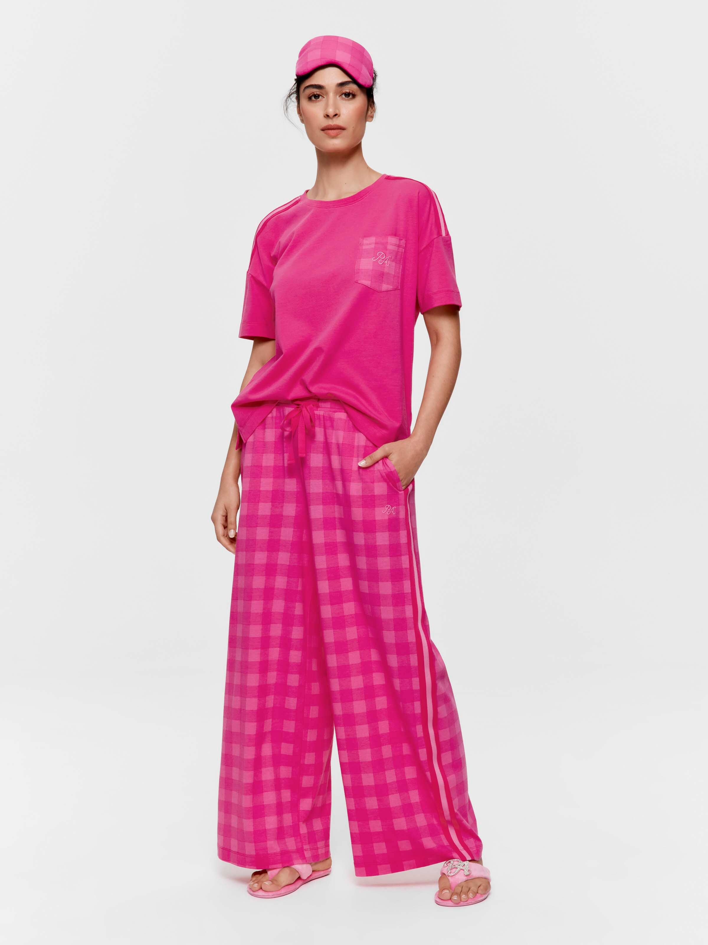 Pink Gingham Wide Pj Bottom