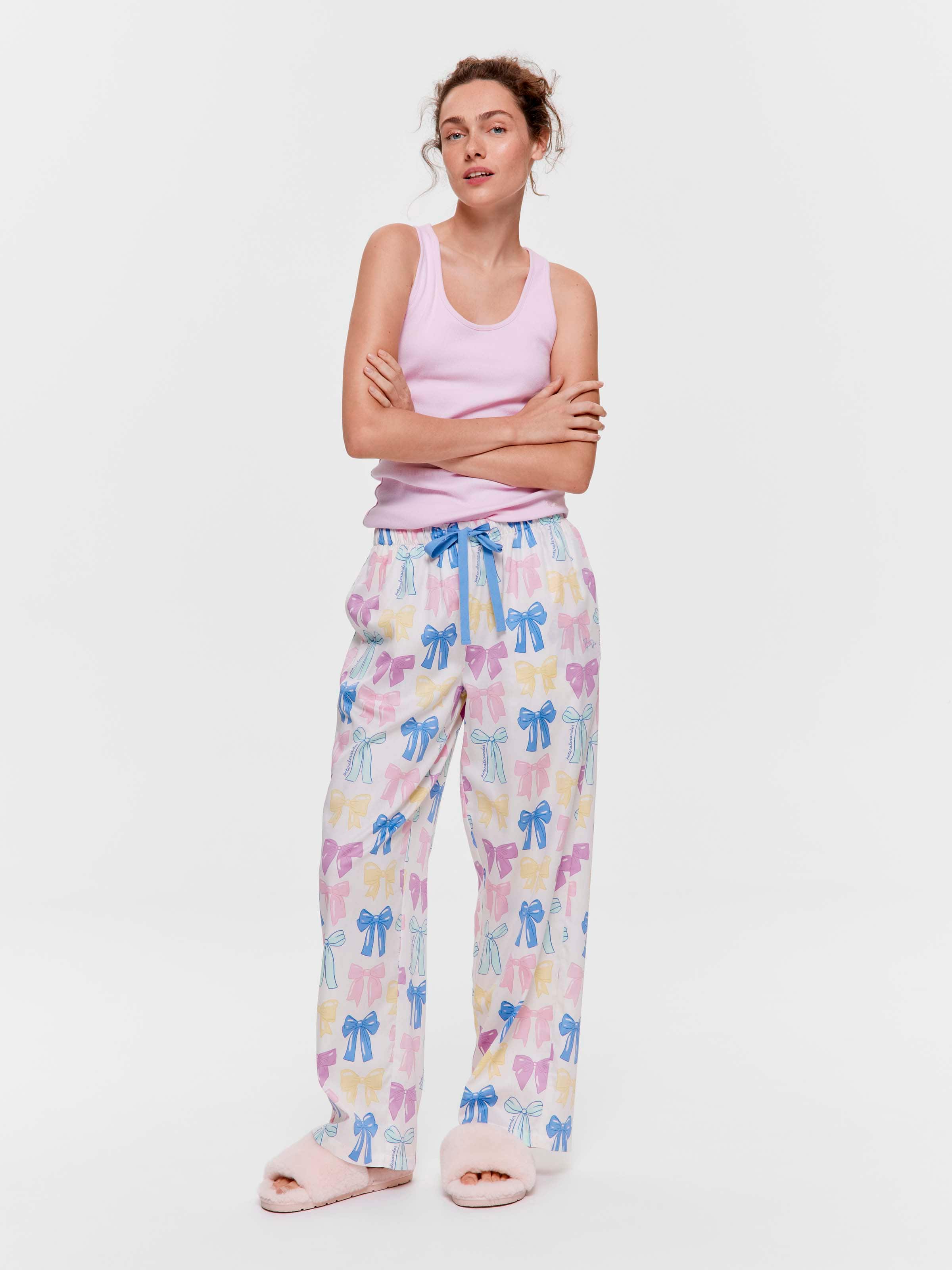 Pastel Bows 100% Cotton Classic Pj Bottom