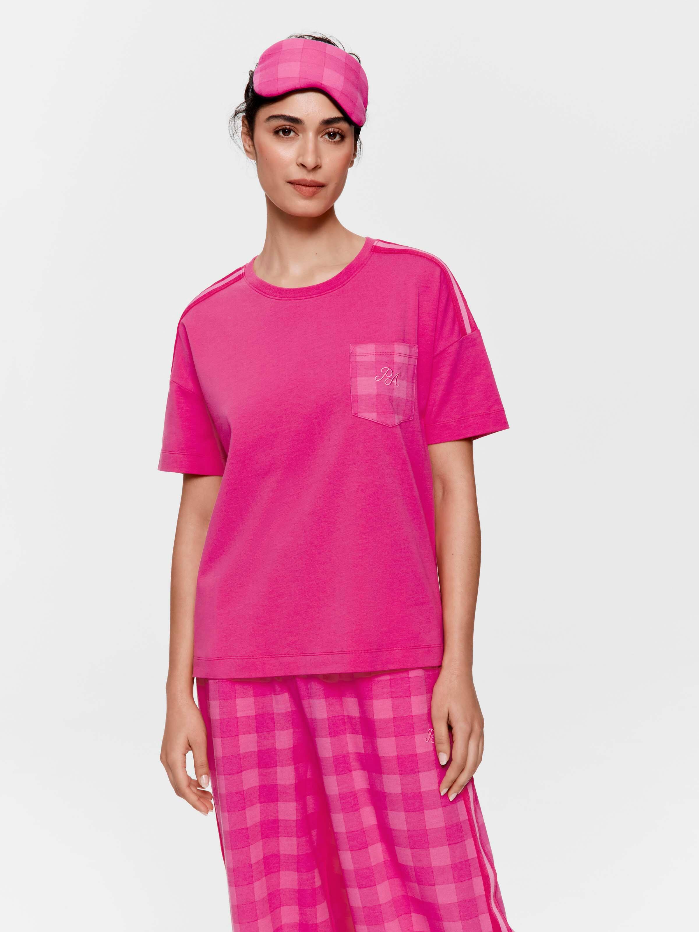 Pink Gingham Sporty Short Sleeve Top