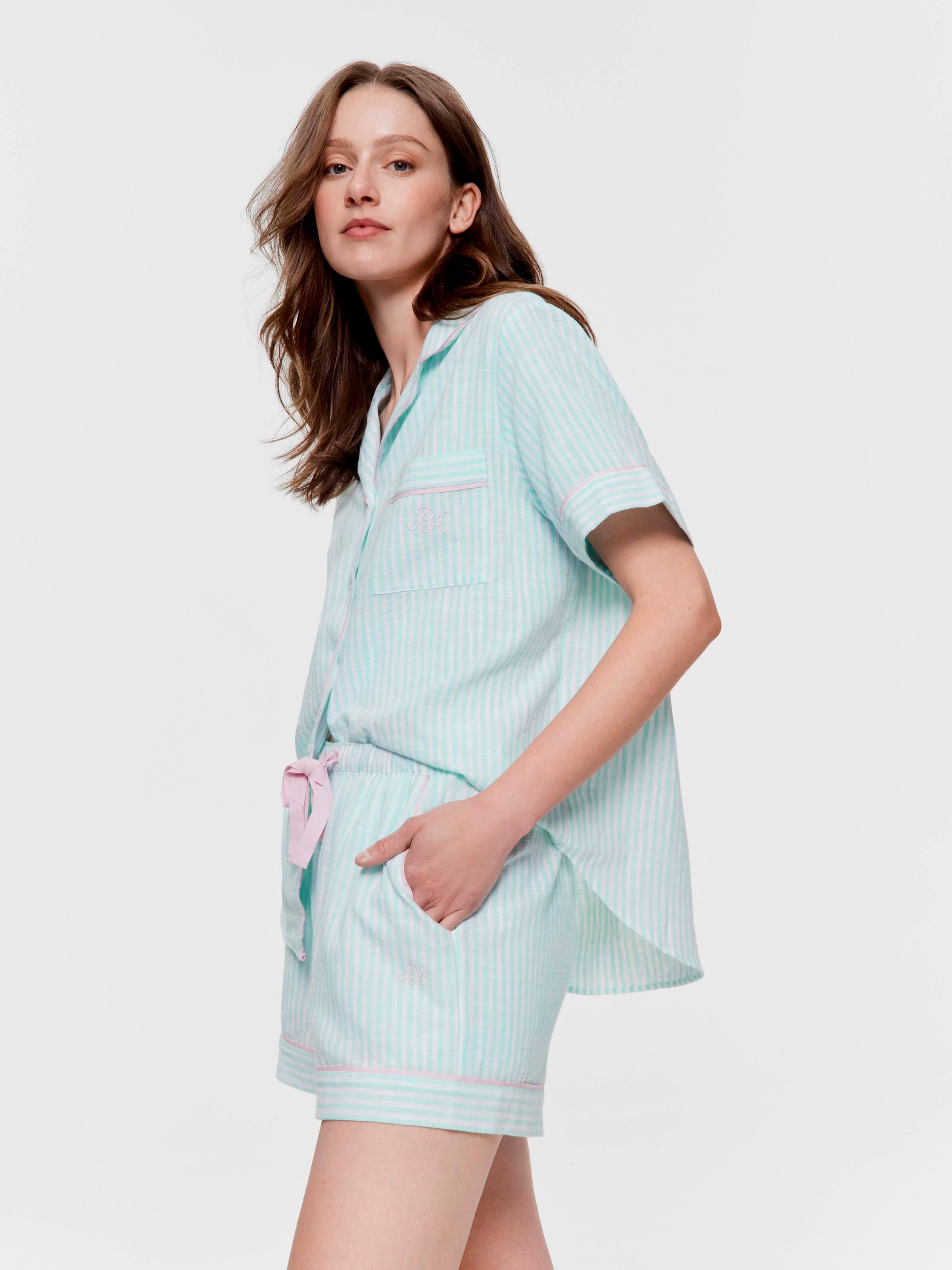 Stripe 100% Cotton Mid Short