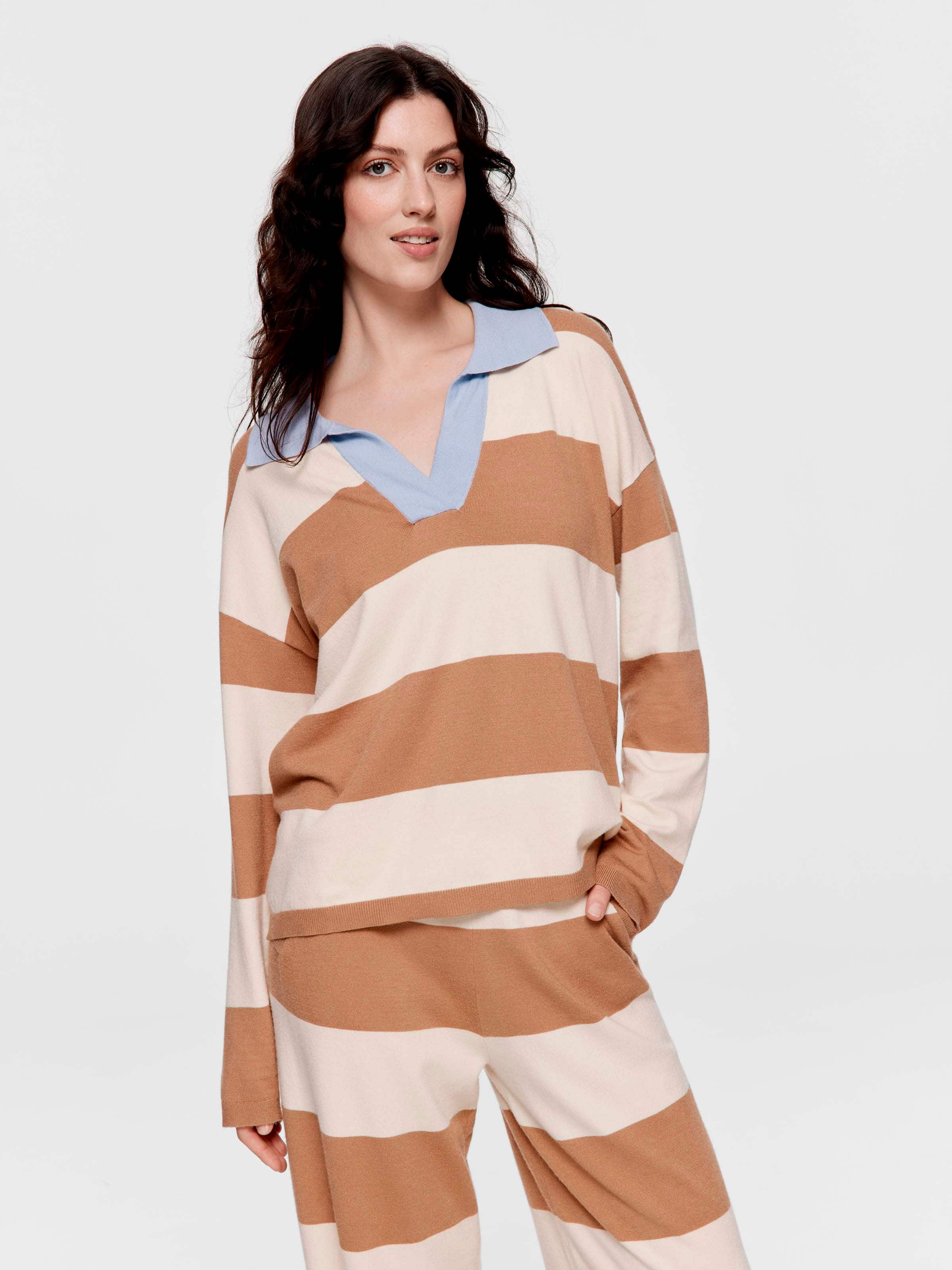 Soft Knit Stripe Rugby Jumper