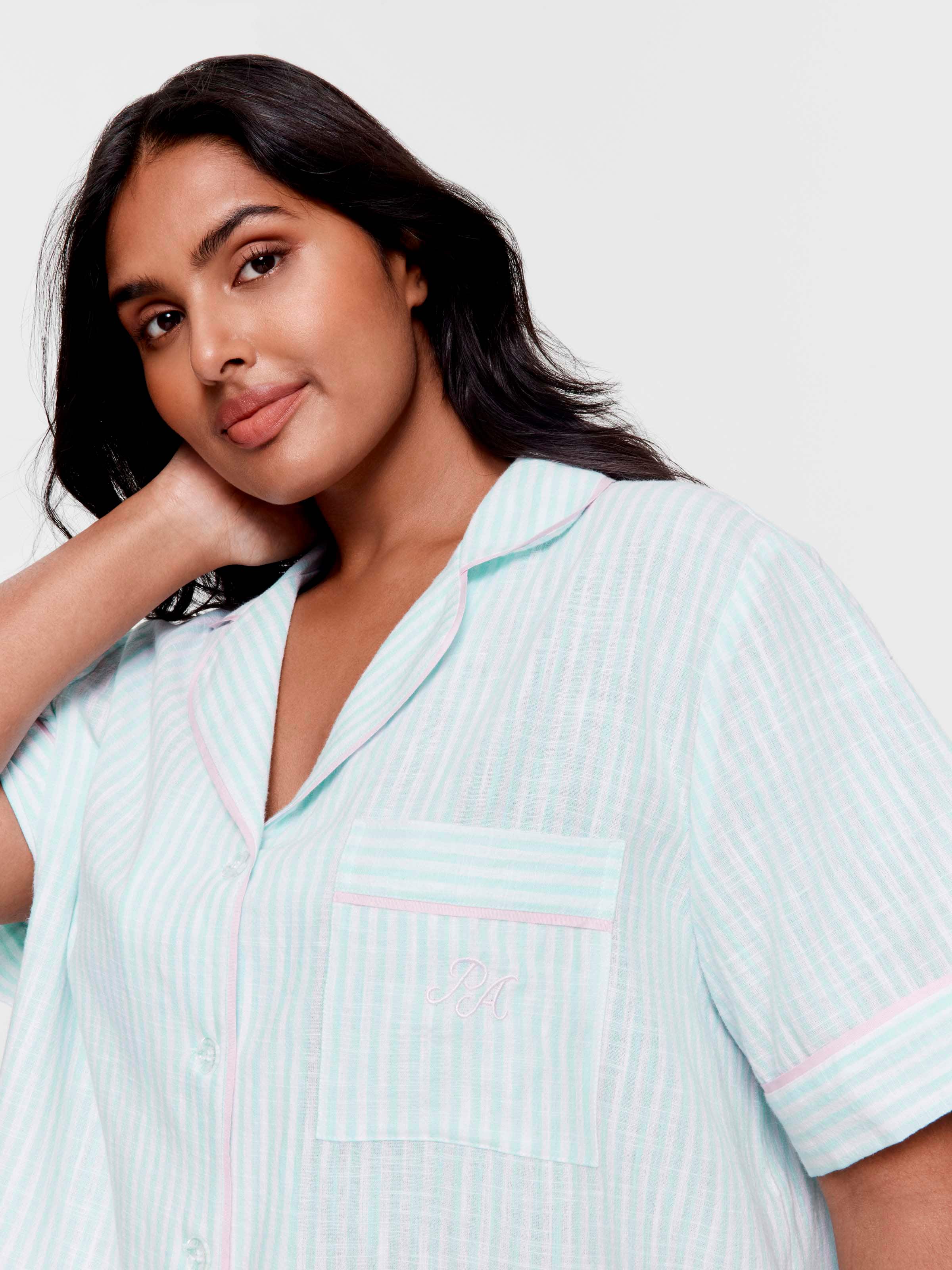 P.A. Plus Stripe 100% Cotton Short Sleeve Shirt