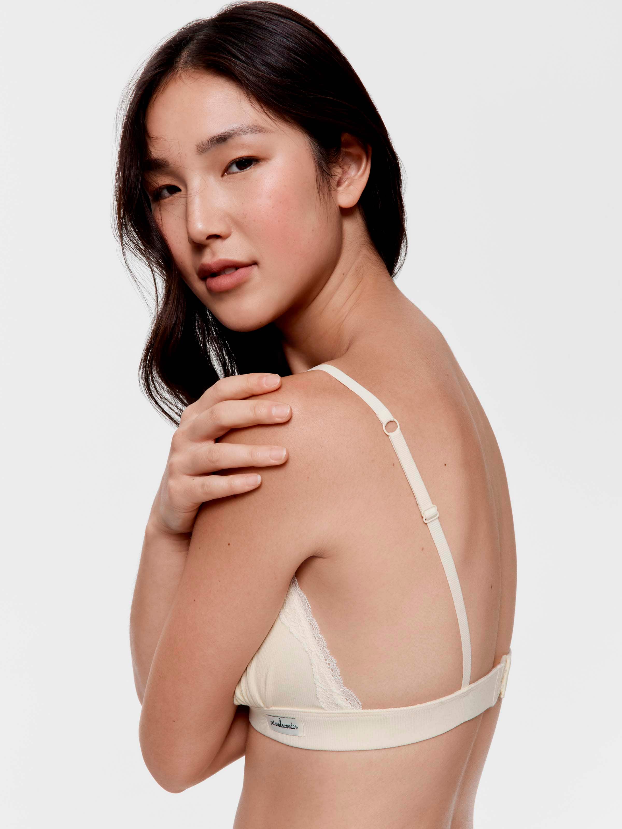 Butter Bamboo Rib Lace Trim Bralette