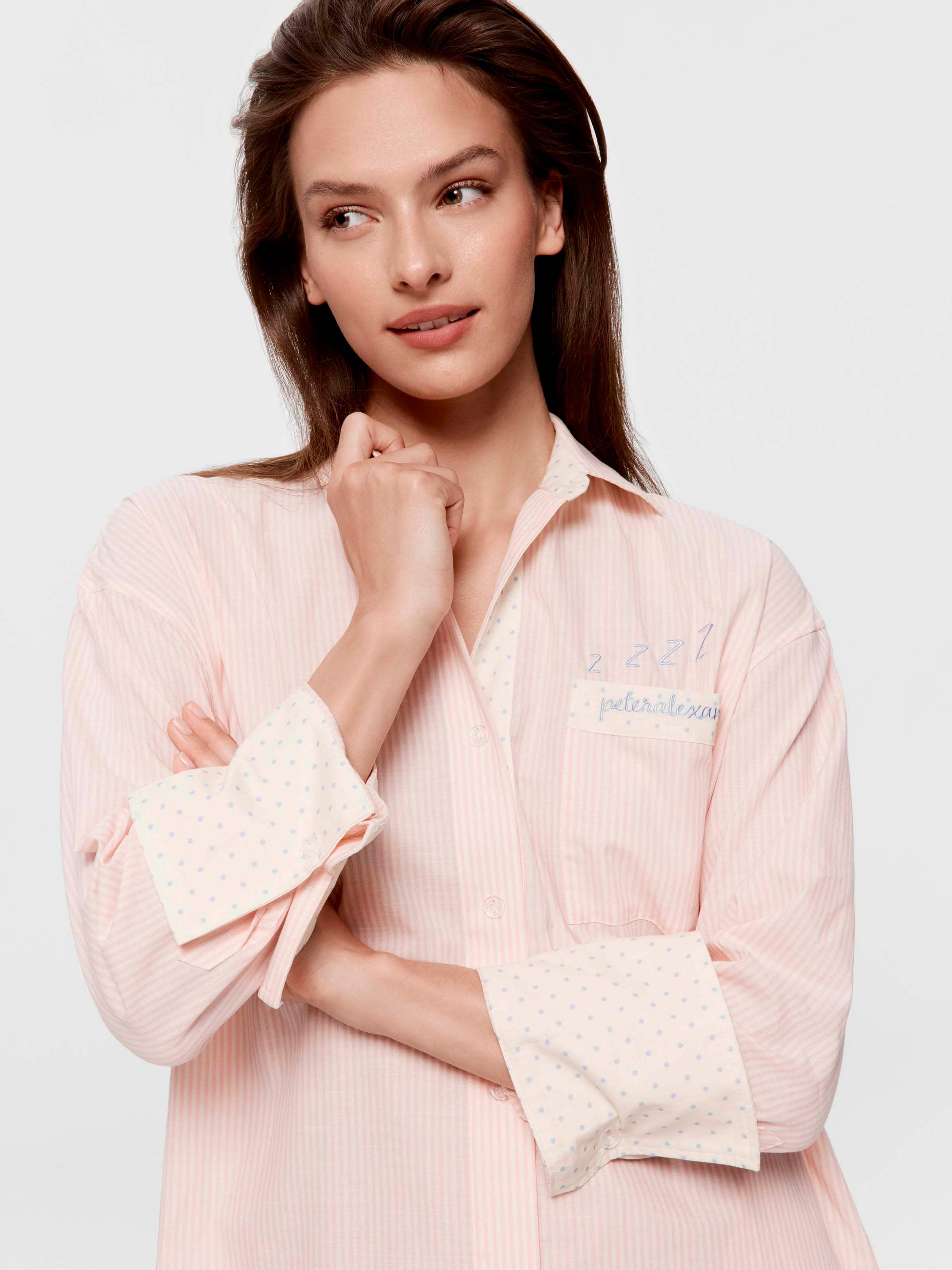 Spot Stripe 100% Cotton Nightshirt