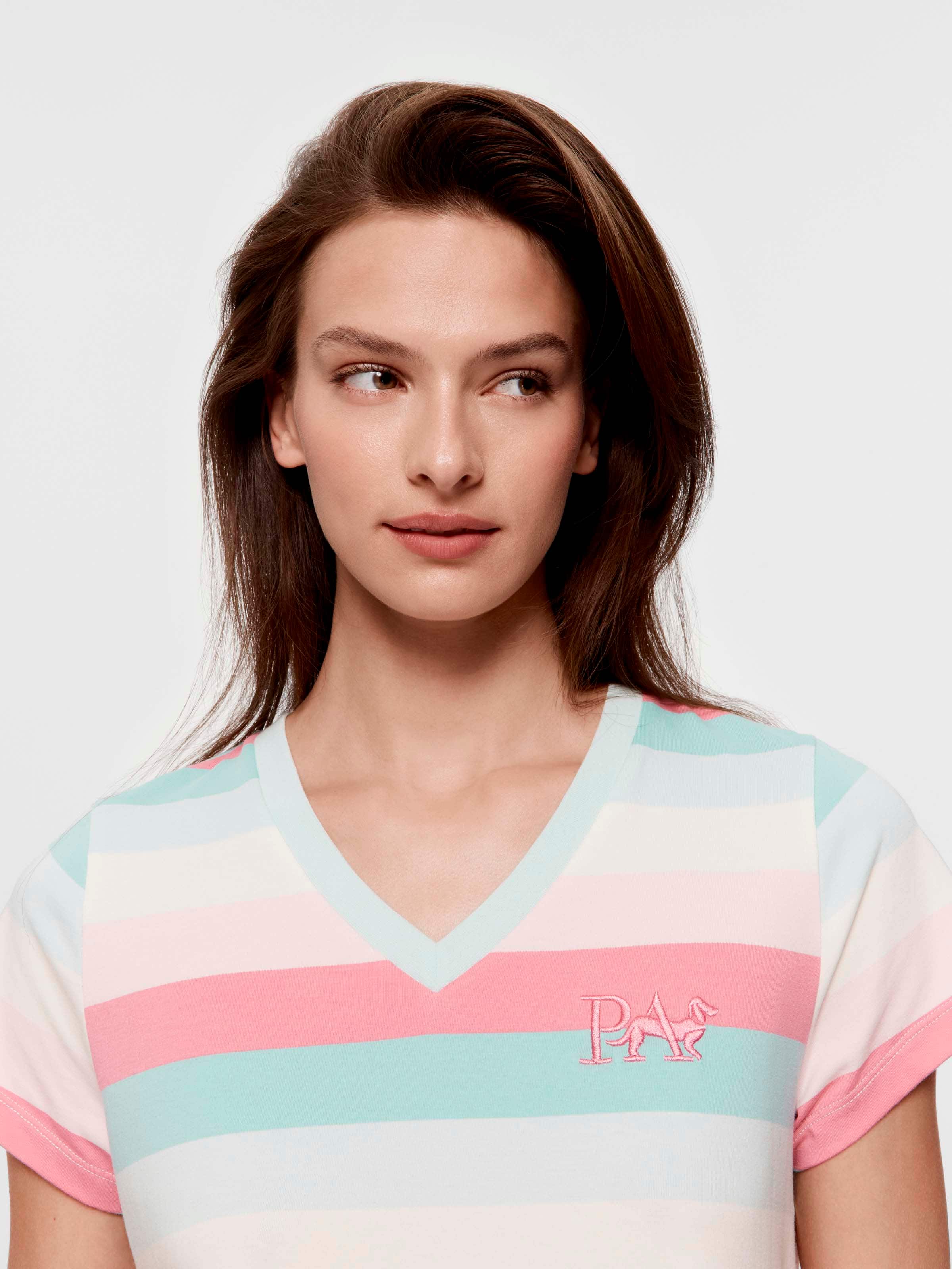 Pastel Stripe V Neck Nightdress