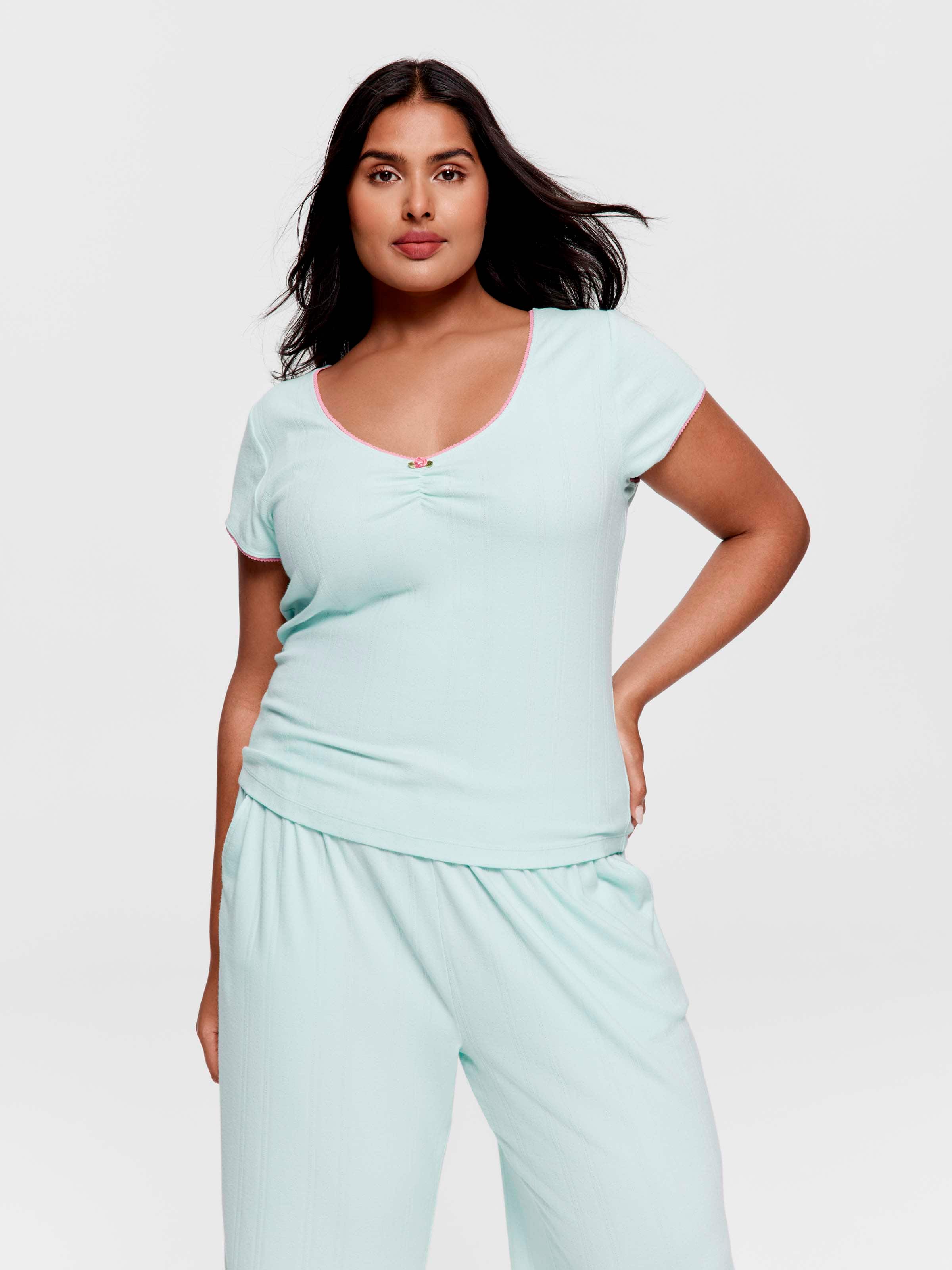 P.A. Plus Mint Pointelle Top