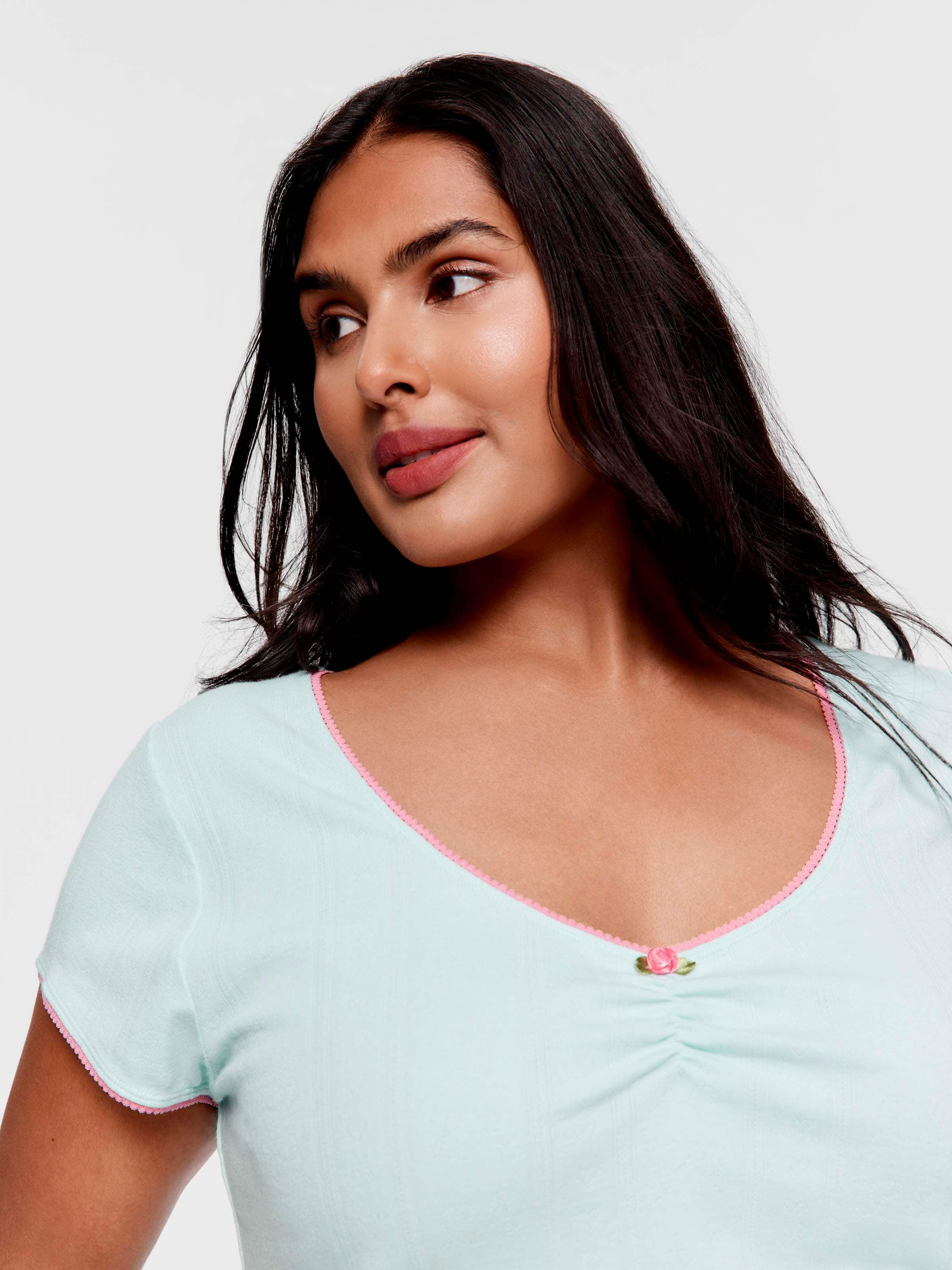 P.A. Plus Mint Pointelle Top