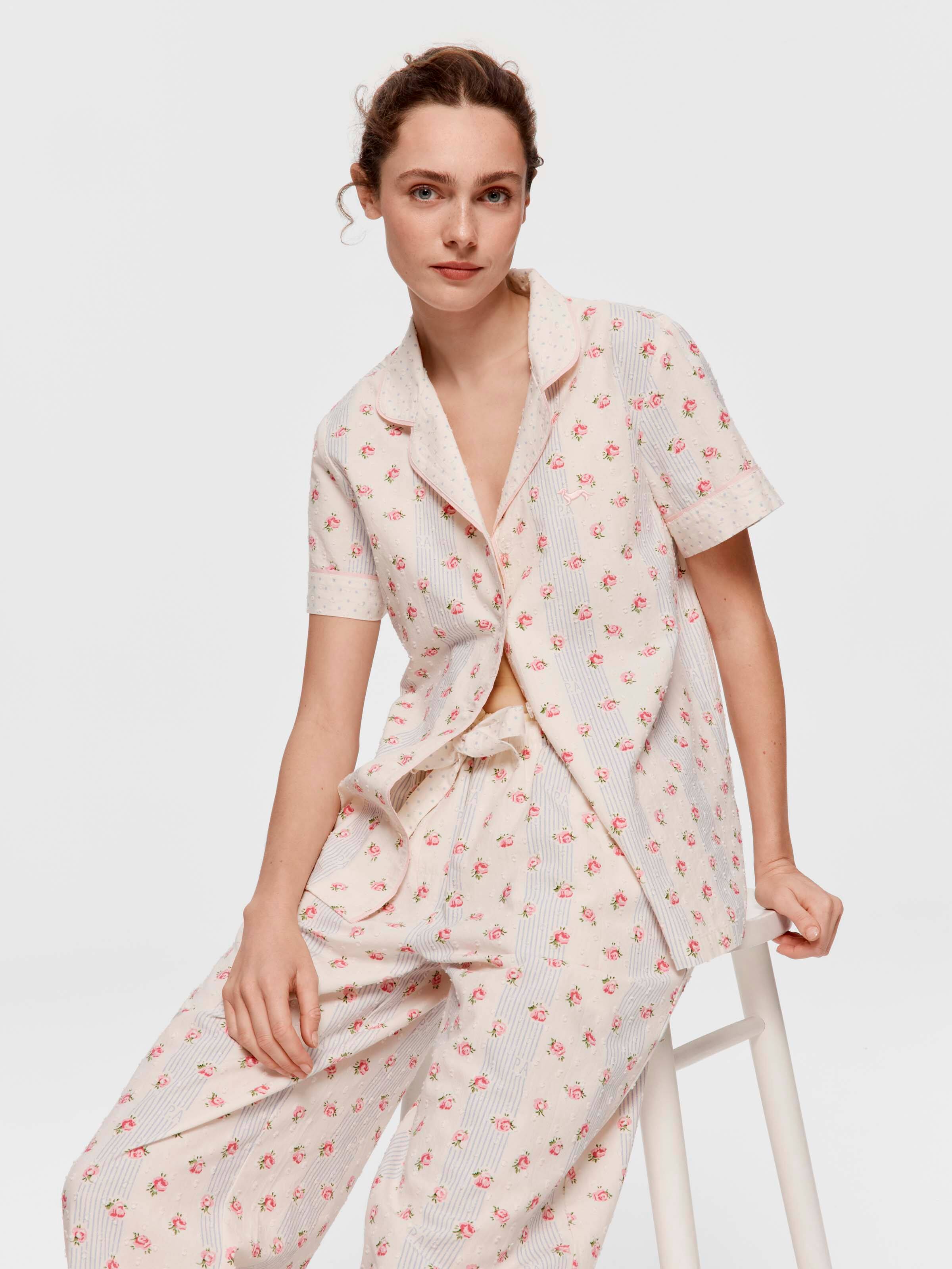 Floral Stripe 100% Cotton Pj Set