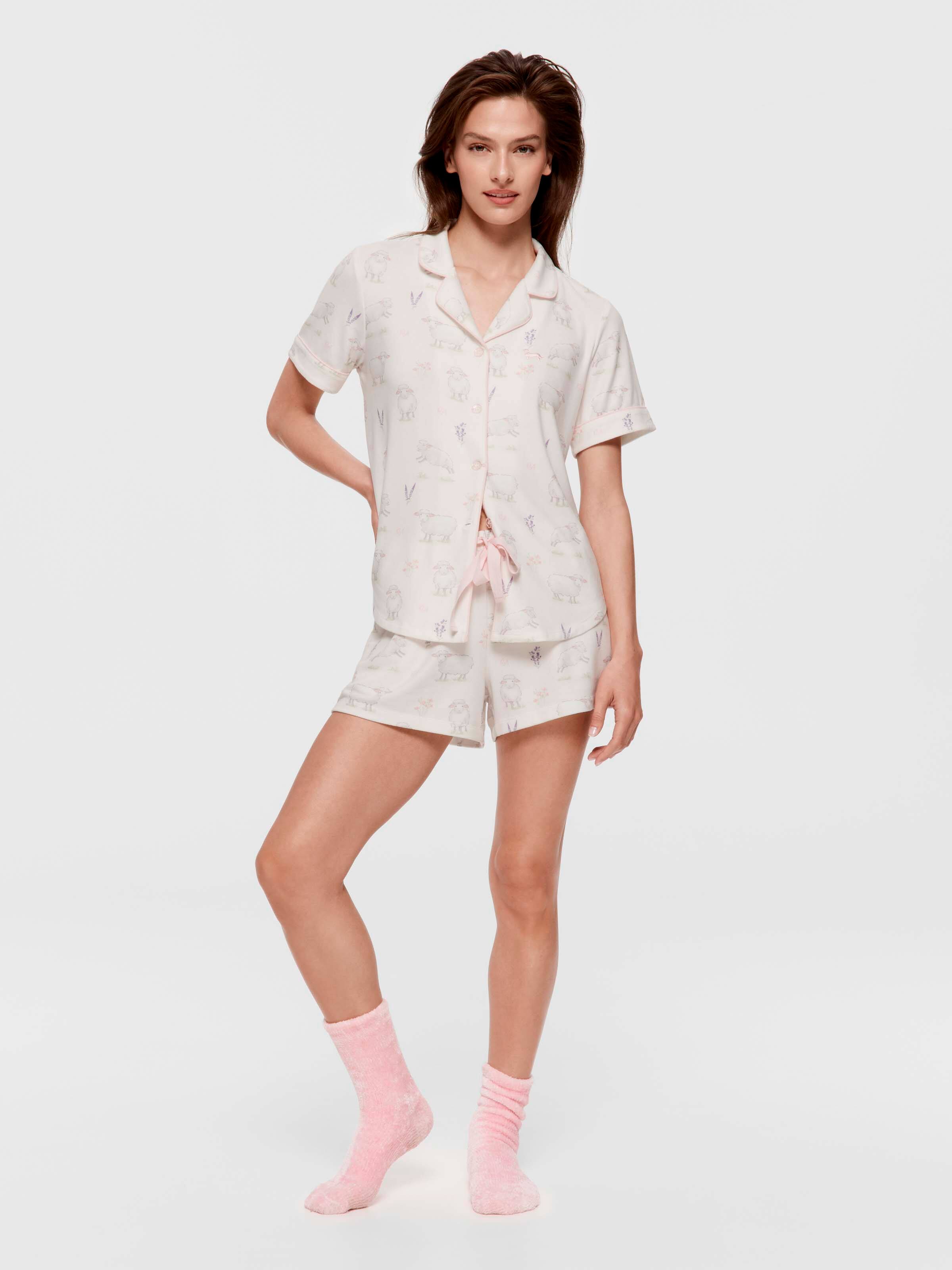 Cute Sheep Plush Shortie Pj Set