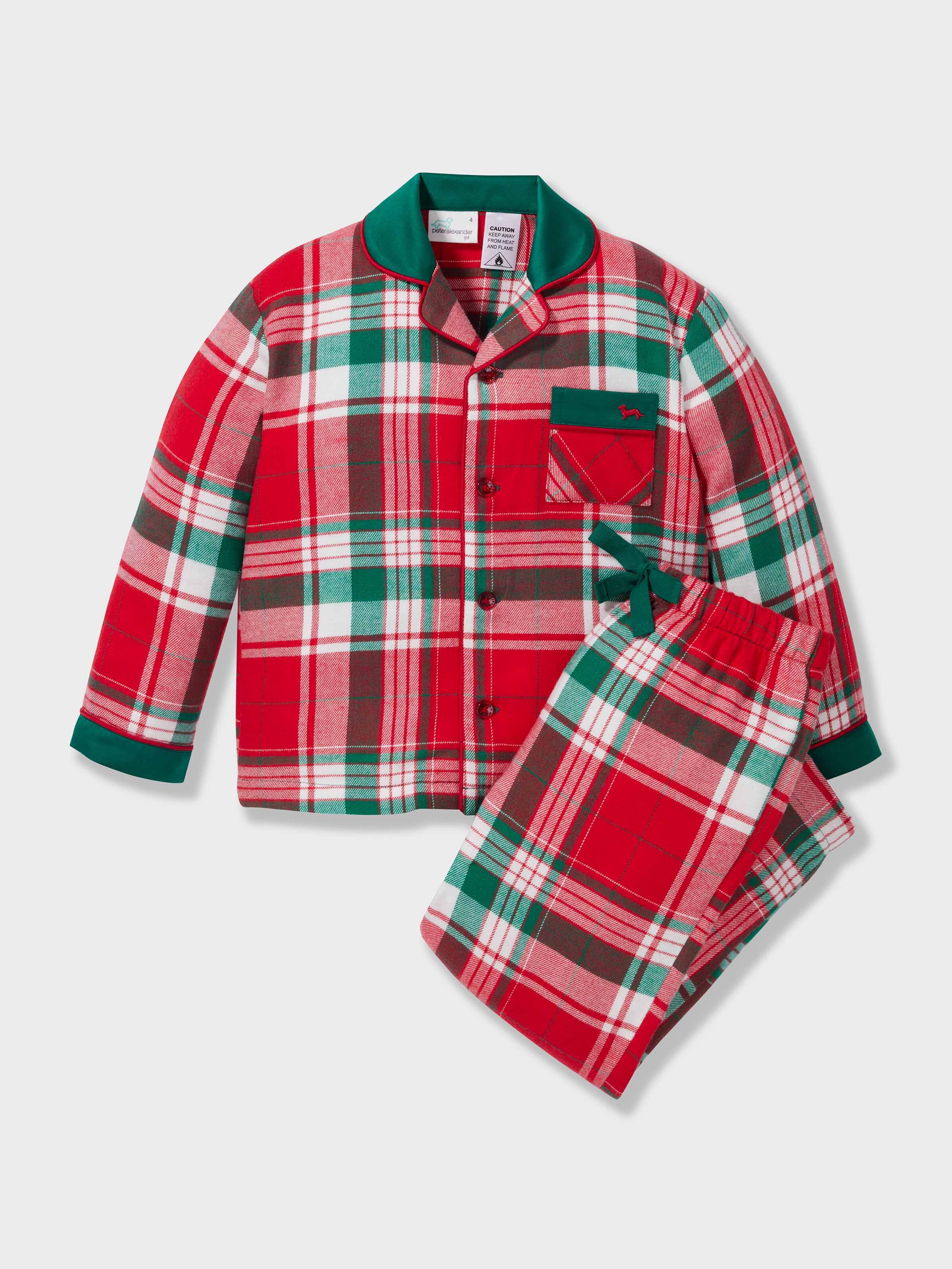 Kids Tartan Bamboo Flannelette Long Classic Pj Set