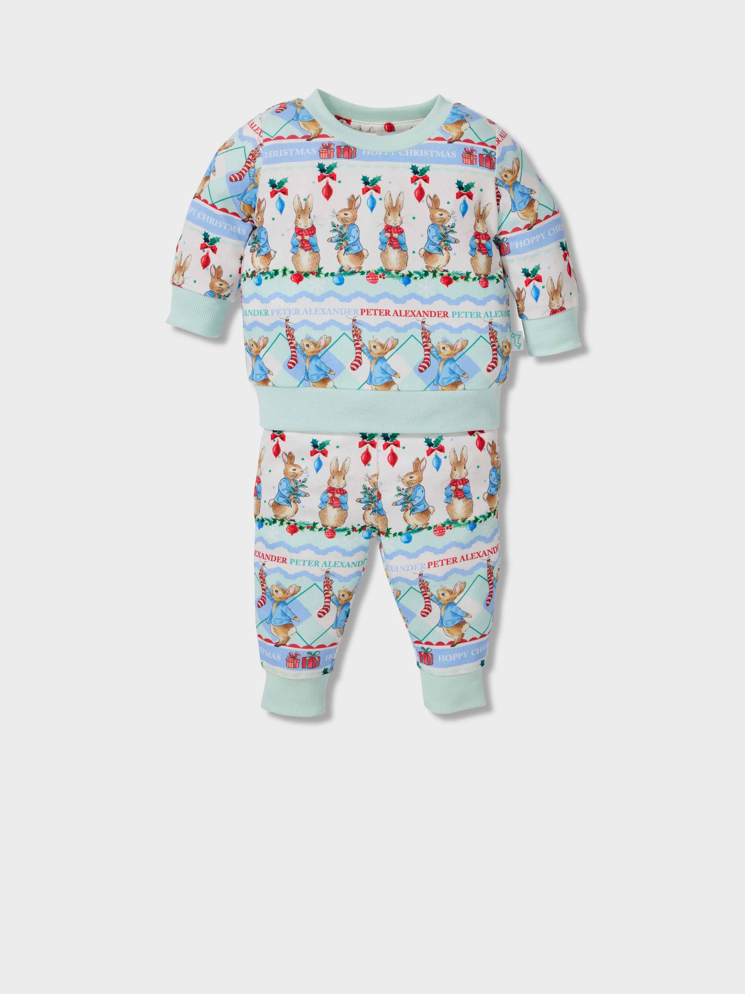 Baby Boy Peter Rabbit Christmas Plush Long Pj Set