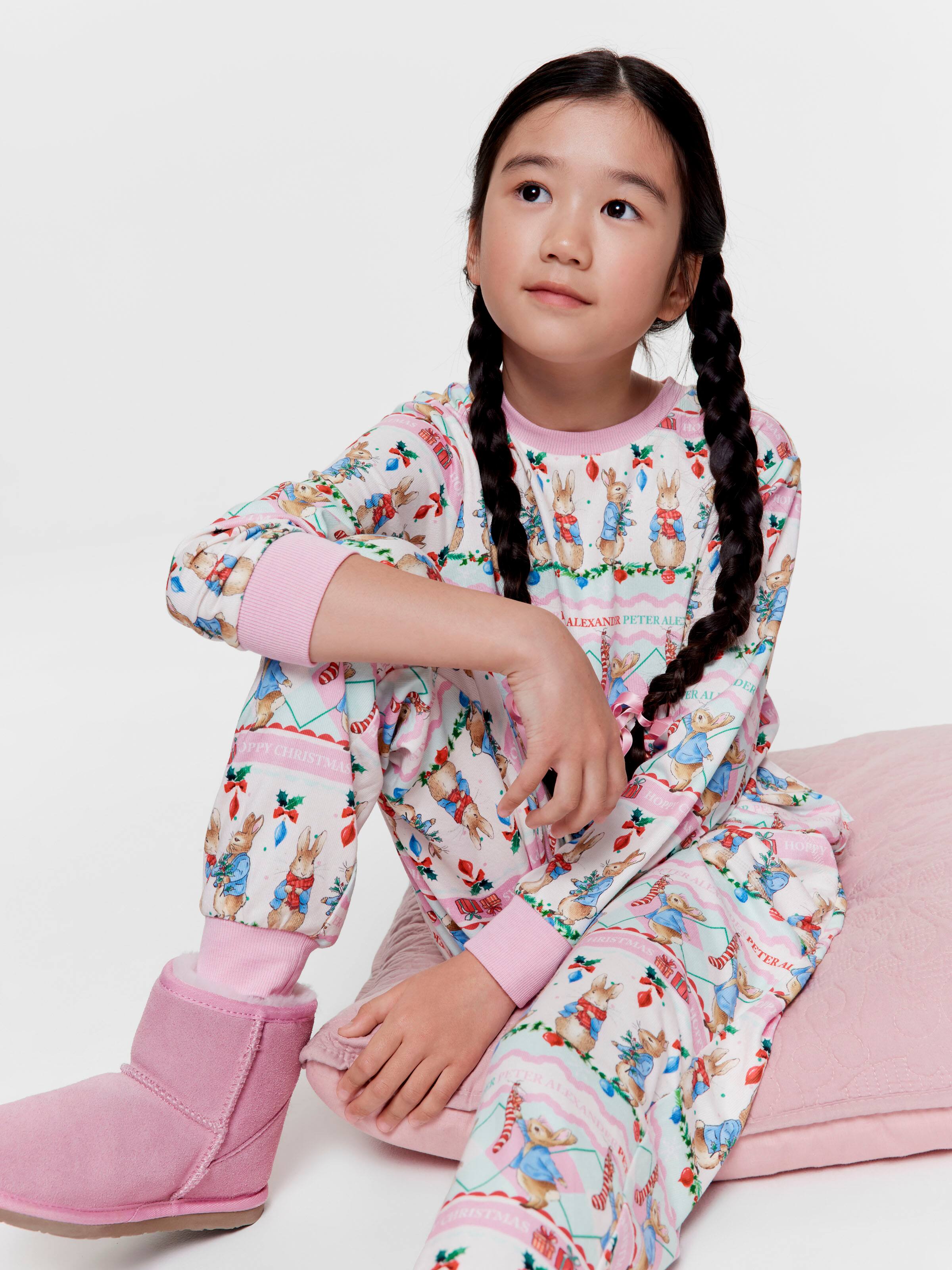 Girls Peter Rabbit Christmas Plush Long Pj Set